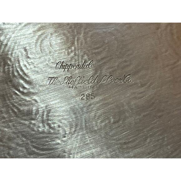 Vintage Sheffield Silver Co. Chippendale. round platter w/raised center 4 bowl. - Picture 5 of 6